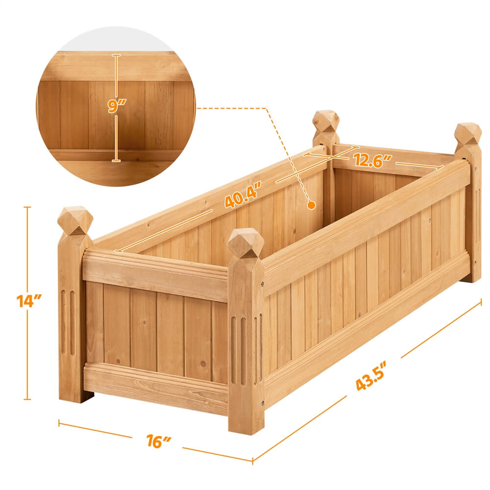 Yaheetech 43.5?? L ?? 16?? W ?? 14?? H Wooden Raised Garden Bed - Image 3