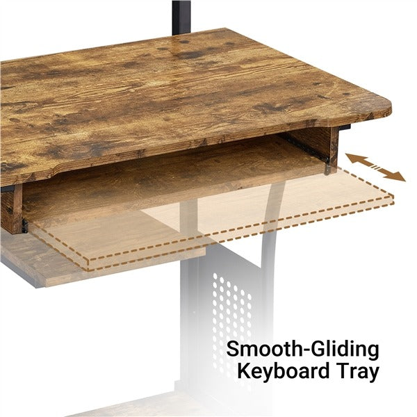 Yaheetech 3 Tiers Rolling Computer Desk with Keyboard Tray - Image 6