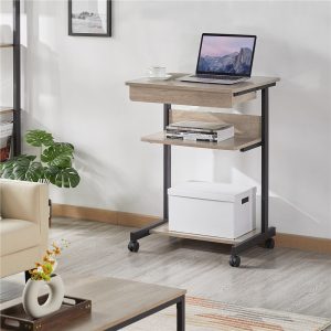 Yaheetech Rolling Computer Desk with Drawer & Keyboard Tray