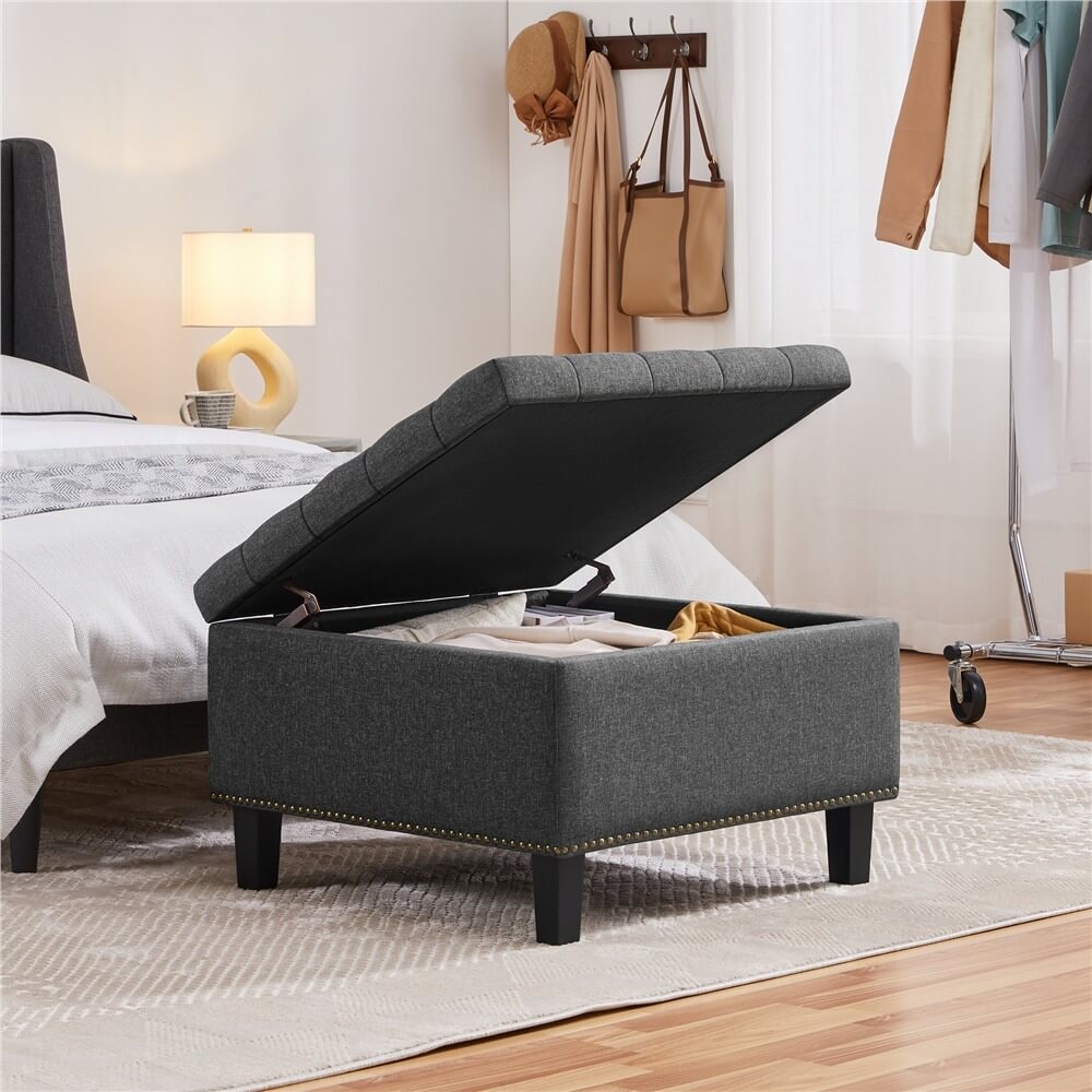 Yaheetech 28-inch Entryway Ottoman Bench with Storage
