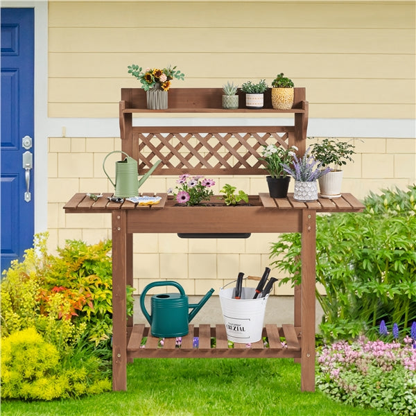 Yaheetech Potting Bench Table Removable Sink/Storage Shelf - Image 4