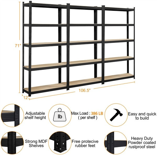 Yaheetech Storage Shelves. 5 Tier (35.5 W?? 12 D ?? 71 H Inches) - Image 5