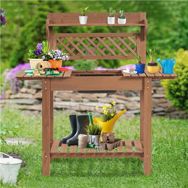 Yaheetech Potting Bench Table Removable Sink/Storage Shelf - Image 5