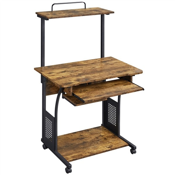 Yaheetech 3 Tiers Rolling Computer Desk with Keyboard Tray - Image 3