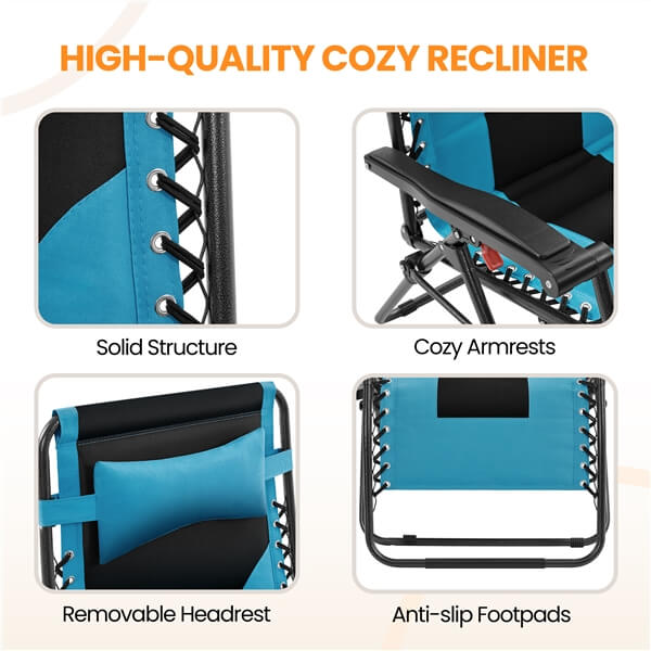 Yaheetech 29in Full Padded Zero Gravity Chair - Image 4