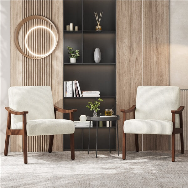 Yaheetech Corduroy Accent Chair Set of 2. Beige