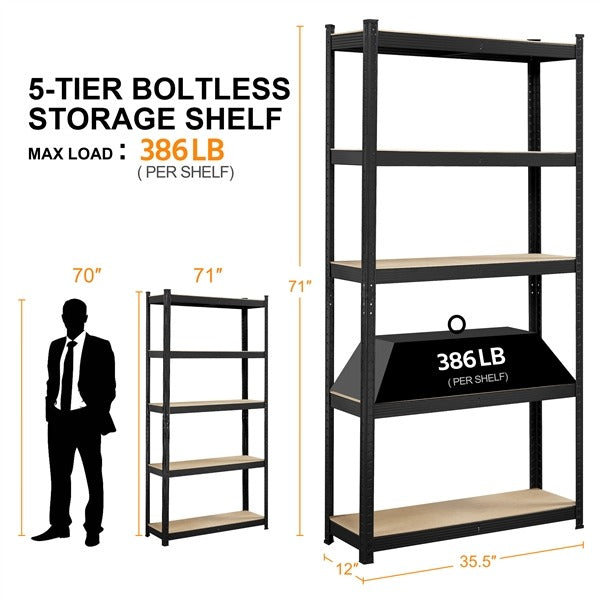 Yaheetech Storage Shelves. 5 Tier (35.5 W?? 12 D ?? 71 H Inches) - Image 2