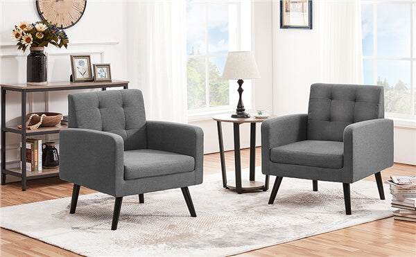 Yaheetech Set of 2 Mid Century Modern Fabric Arm Chair - Image 4