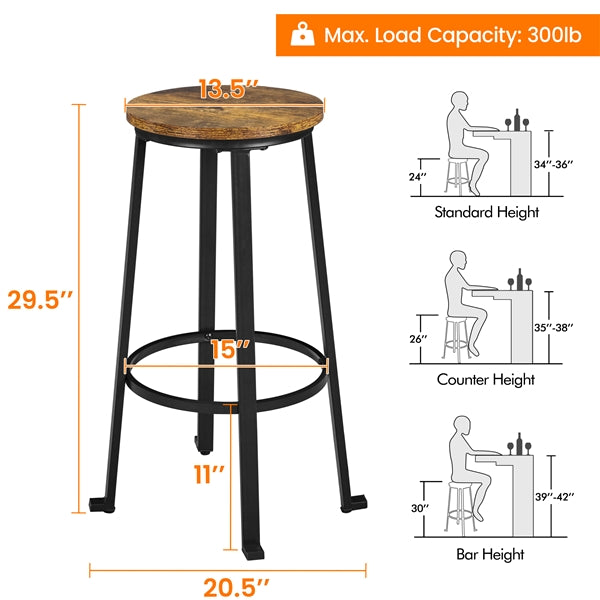 Yaheetech 26/29.5 inch Industrial Counter Barstools Set of 2 - Image 4