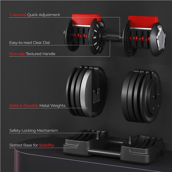 Yaheetech 52.5lbs Fast Adjust Dumbbells - Image 3