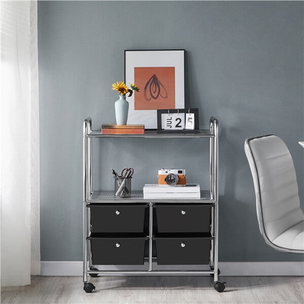 Yaheetech Rolling Storage Cart with 4 Drawers 2 Shelves - Image 3
