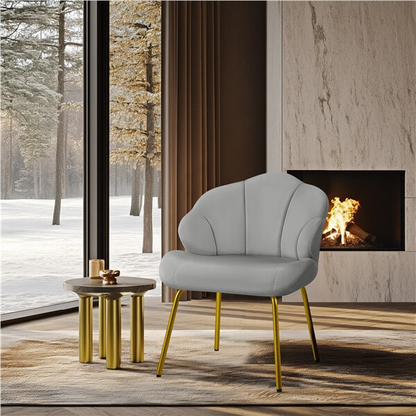 Yaheetech Velvet Accent Chair with Shell-Shaped Backrest - Image 8