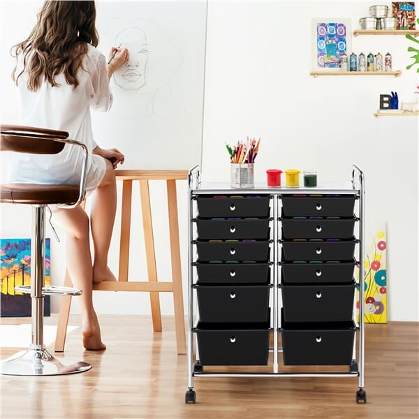 Yaheetech 12 Drawers Rolling Storage Cart - Image 2