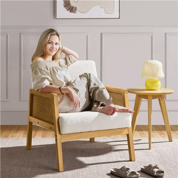 Yaheetech Modern Armchair with Wood Legs - Image 8