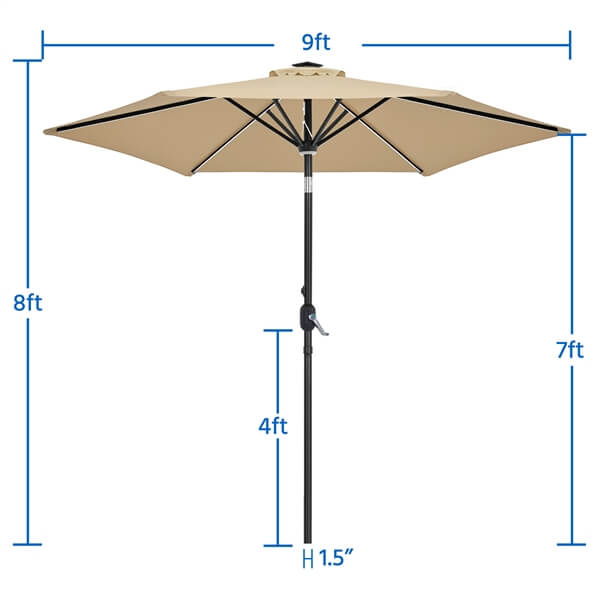 Yaheetech 9FT Solar Lighted Patio Umbrella - Image 5