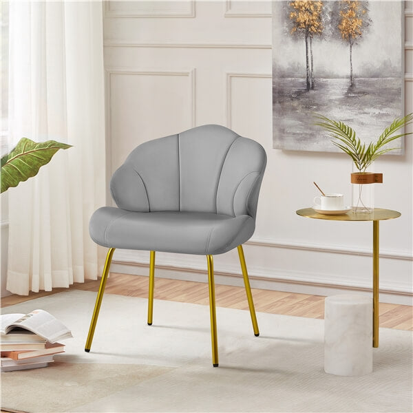 Yaheetech Velvet Accent Chair with Shell-Shaped Backrest - Image 7