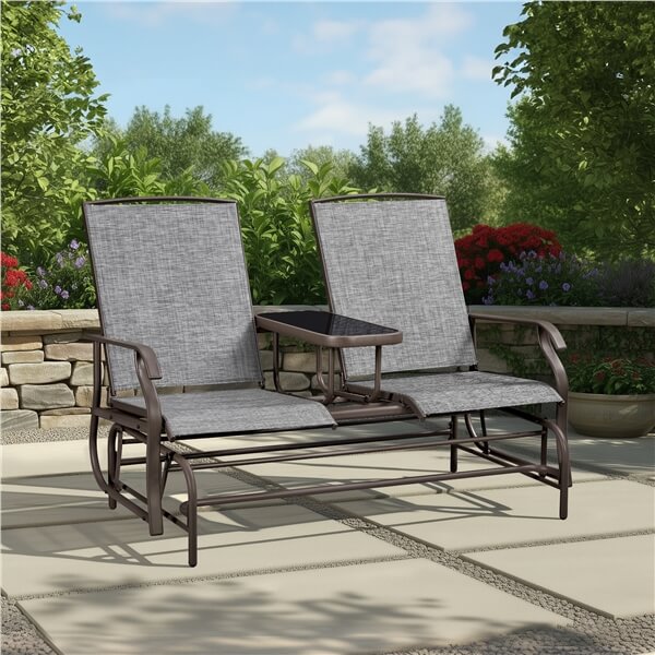 Yaheetech 2-Seat Outdoor Glider with Center Table - Image 5