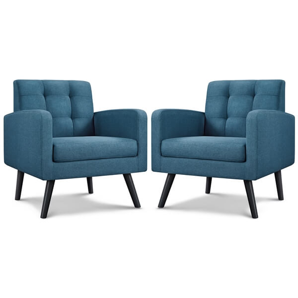 Yaheetech Set of 2 Mid Century Modern Fabric Arm Chair - Image 9