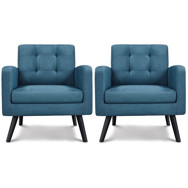 Yaheetech Set of 2 Mid Century Modern Fabric Arm Chair - Image 8