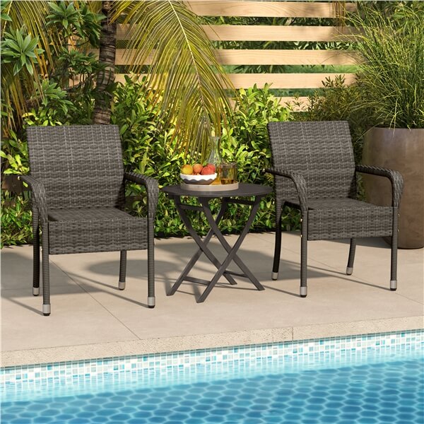 Yaheetech Set of 2 PE Outdoor Rattan Chair - Image 11