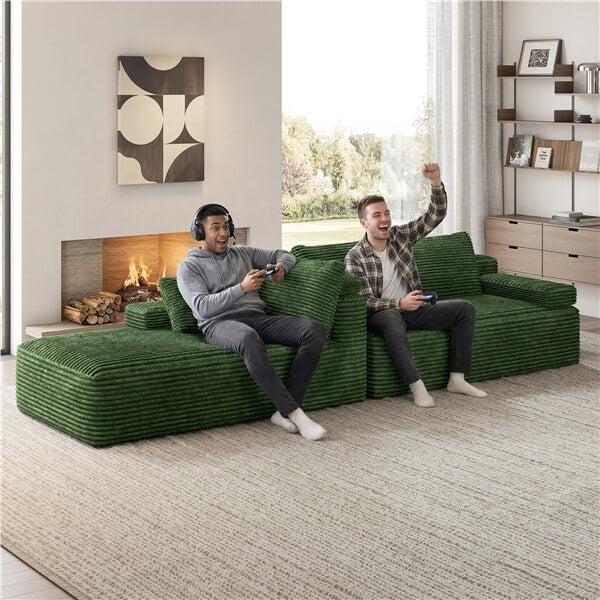 Yaheetech 110a 3 Corduroy Modular Sectional Sofa - Image 9