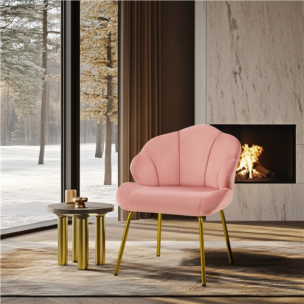 Yaheetech Velvet Accent Chair with Shell-Shaped Backrest - Image 11