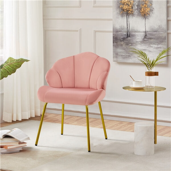 Yaheetech Velvet Accent Chair with Shell-Shaped Backrest - Image 10