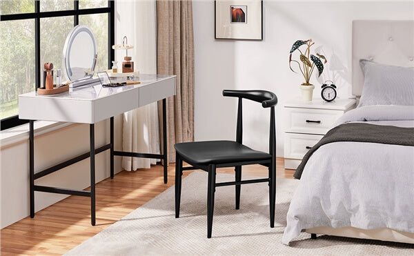 Set of 2 PU Leather Dining Chairs Armless Kitchen Chairs - Image 11