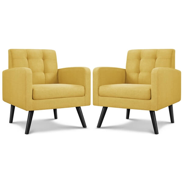 Yaheetech Set of 2 Mid Century Modern Fabric Arm Chair - Image 15