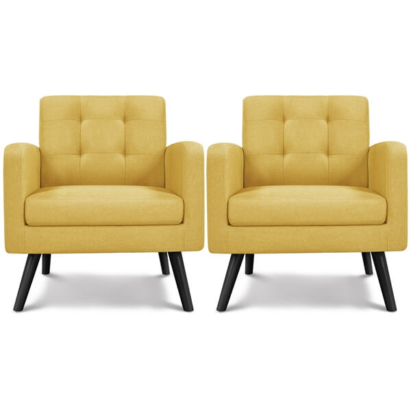Yaheetech Set of 2 Mid Century Modern Fabric Arm Chair - Image 14