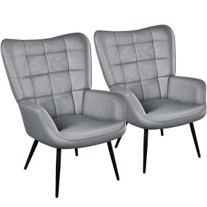 Yaheetech Mid-Century Modern Faux Leather Accent Chair