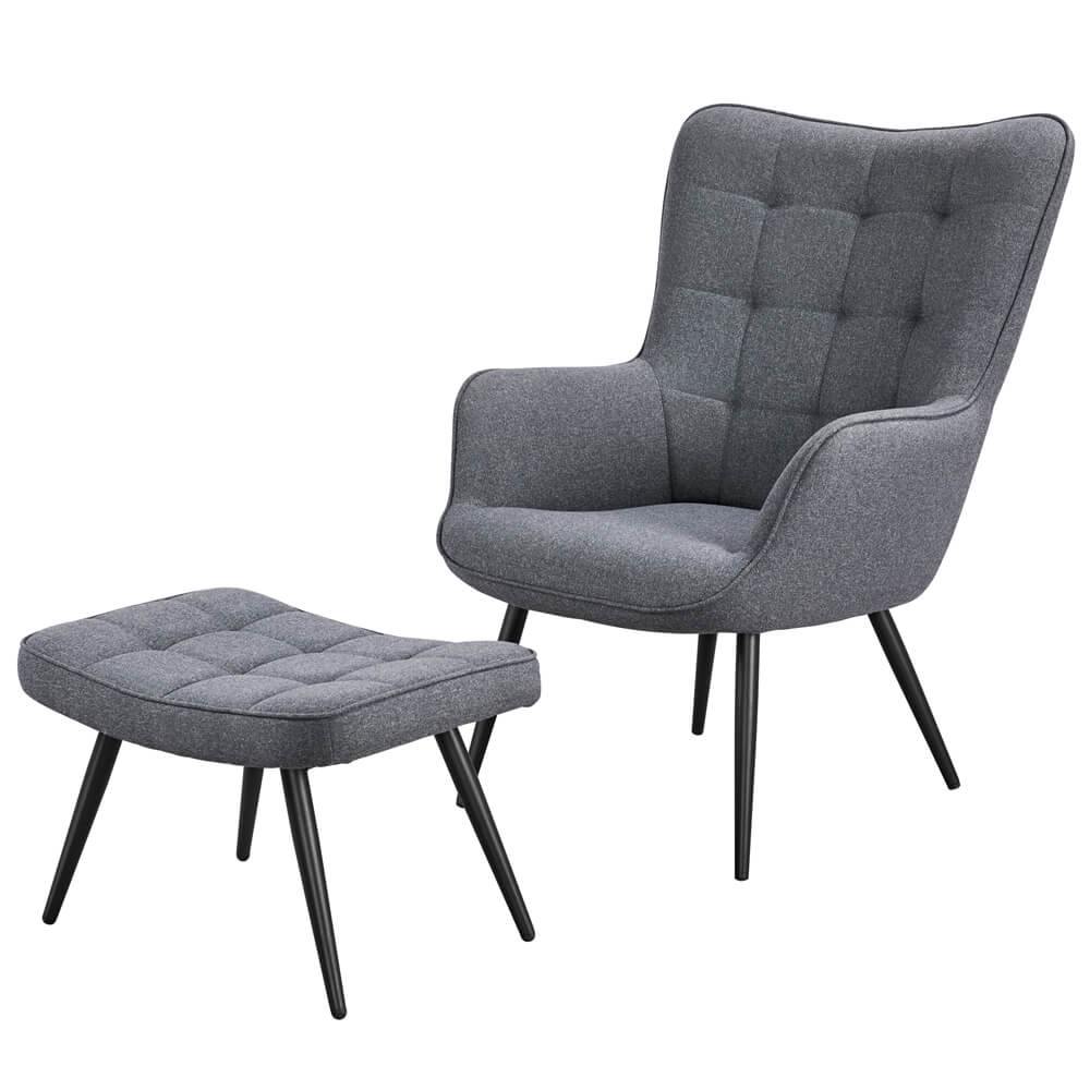 Yaheetech Wingback Fabric Chair and Ottoman Set - Image 2