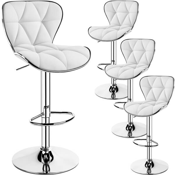 Yaheetech Bar Stools Leather Set of 4. Adjustable Shell Back Barstools - Image 2