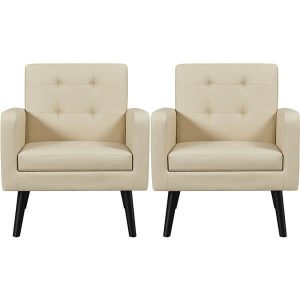 Yaheetech Mid Century Modern Faux Leather Arm Chair