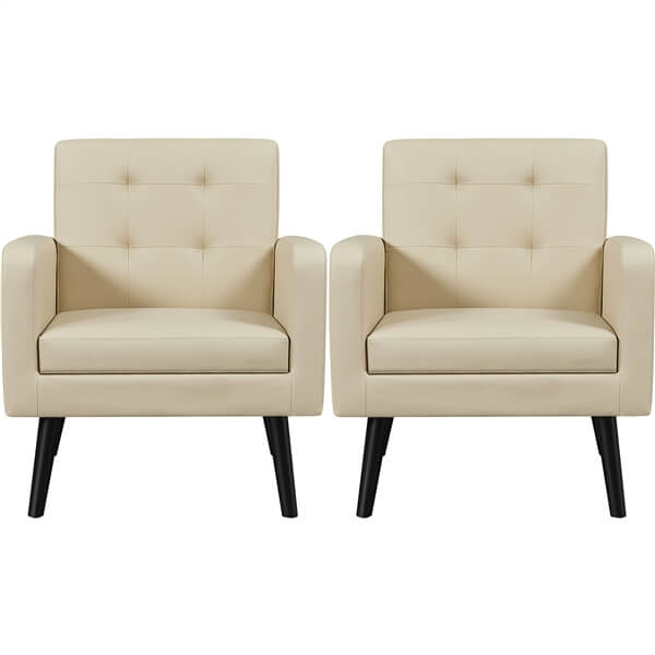 Yaheetech Mid Century Modern Faux Leather Arm Chair