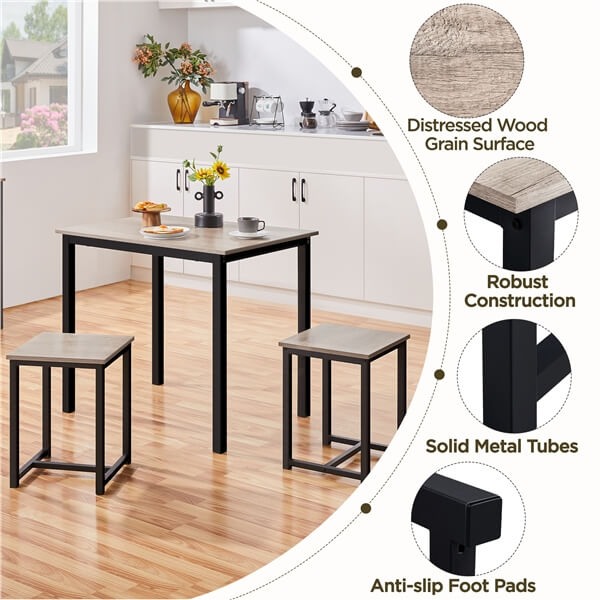 Yaheetech 3 Piece Dining Table Set - Image 5