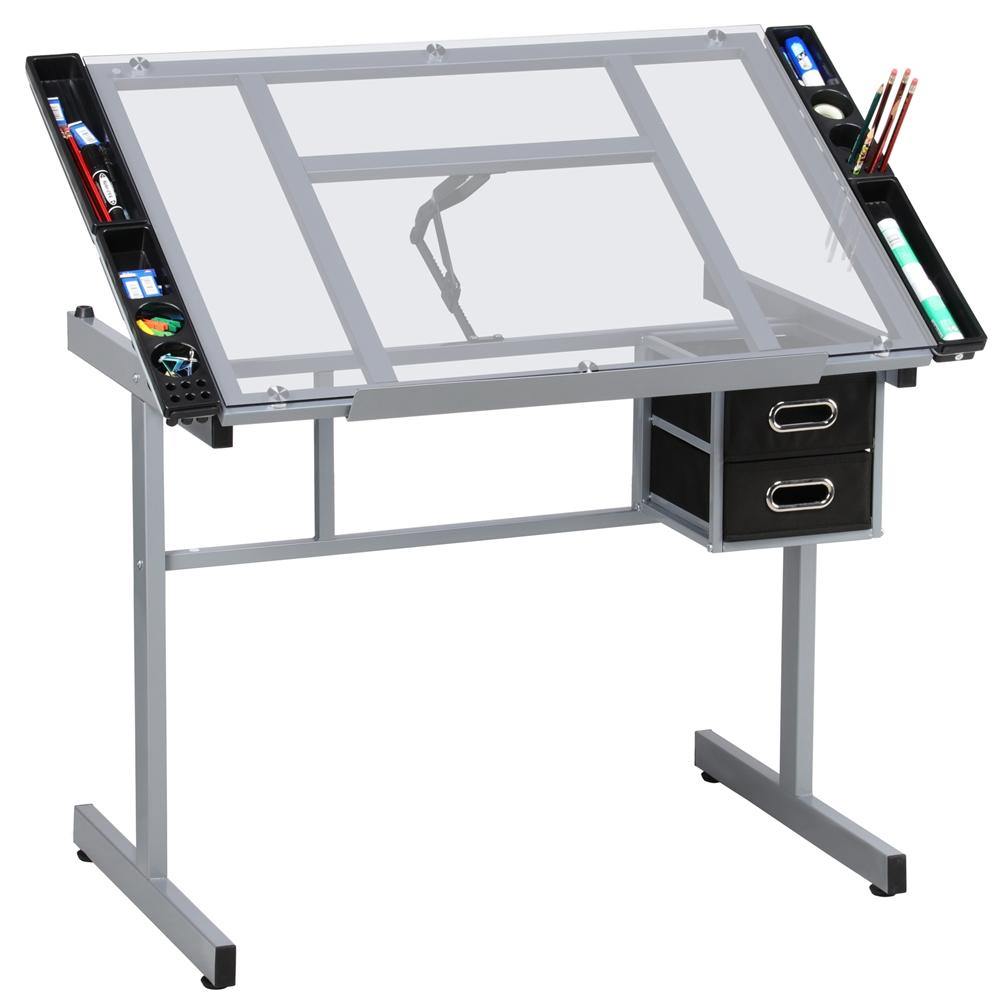 Yaheetech Adjustable Glass Drafting Table for Artist Painters Home Office - Image 3