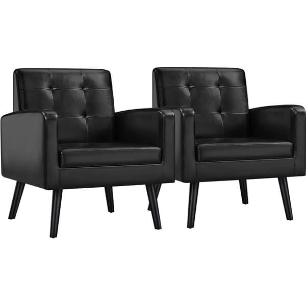 Yaheetech Mid Century Modern Faux Leather Arm Chair - Image 4