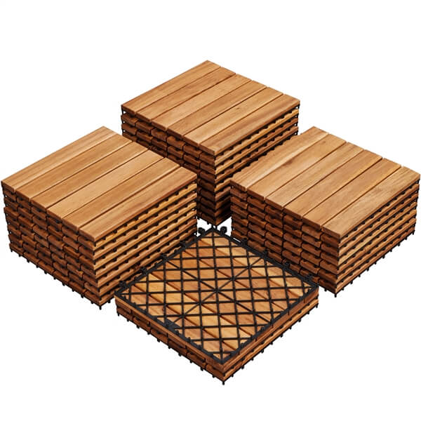 Yaheetech 27PCS Acacia Wood Interlocking Flooring Tiles - Image 2