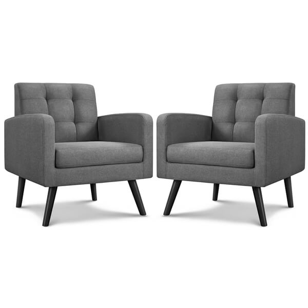Yaheetech Set of 2 Mid Century Modern Fabric Arm Chair - Image 2