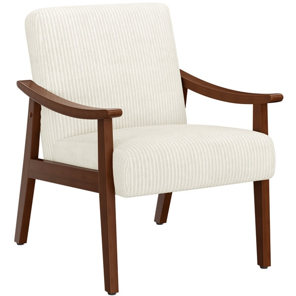 Yaheetech Corduroy Accent Chair Set of 2. Beige - Image 2
