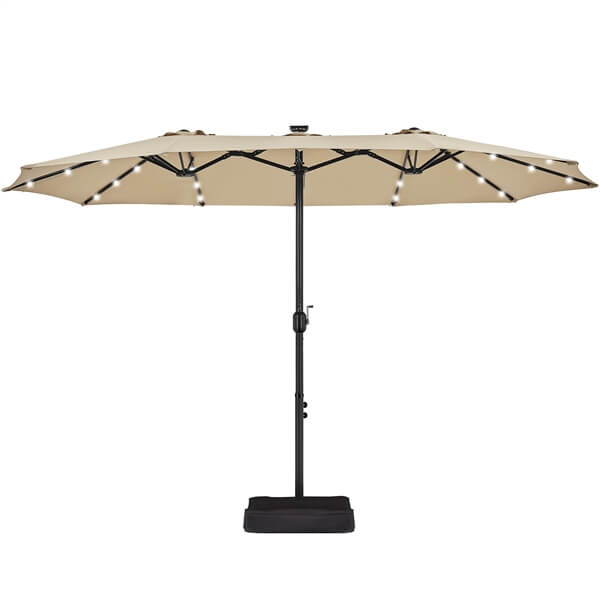 Yaheetech 13 ft Large Patio Umbrella with Solar Lights Double-Sided - Image 3