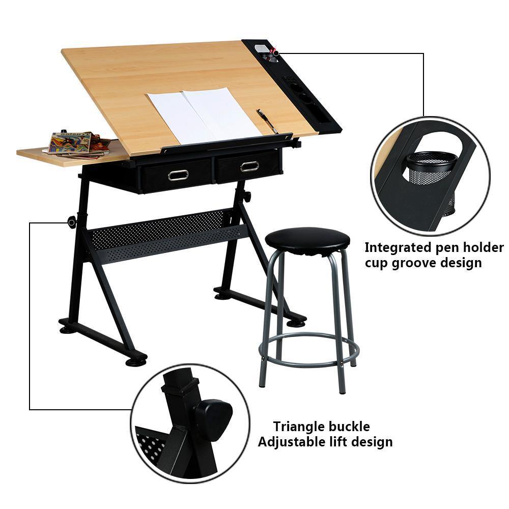 Yaheetech Height Adjustable Drawing Table Desk Work Station - Image 3