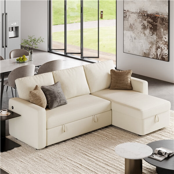 Yaheetech Sectional Sofa L-Shaped Sofa Couch Bed - Image 4