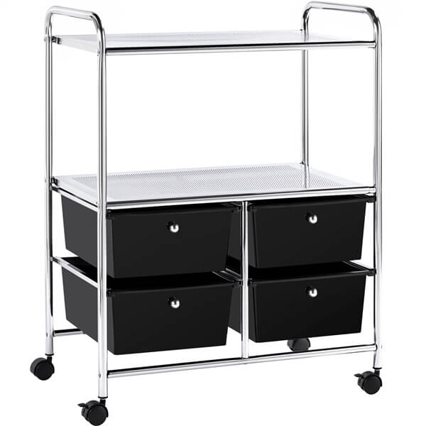Yaheetech Rolling Storage Cart with 4 Drawers 2 Shelves - Image 2