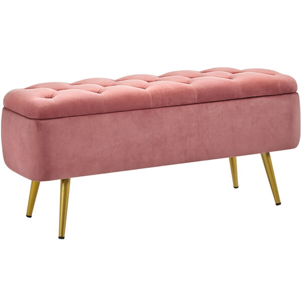 Yaheetech Ottoman with Storage Velvet Entryway Bench - Image 2