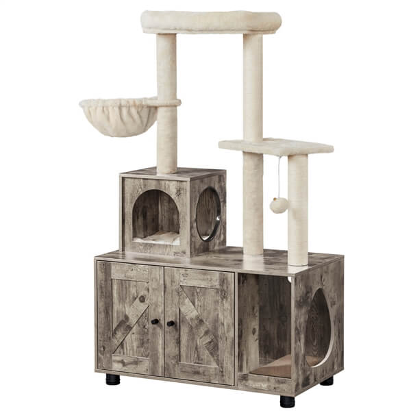 Yaheetech Litter Box Enclosure with Cat Tree - Image 2