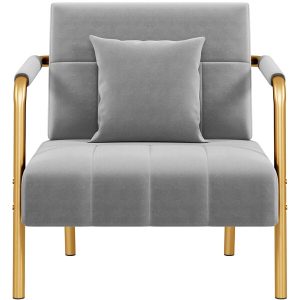 Yaheetech 30?? W Velvet Accent Armchair with Cozy Pillow