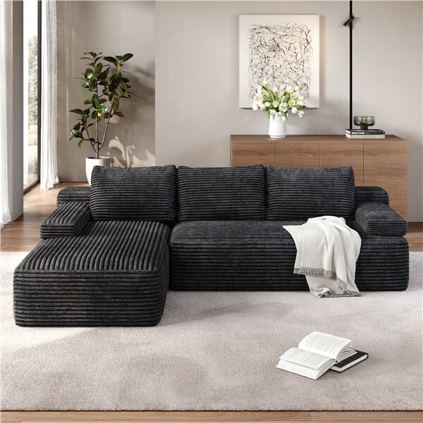 Yaheetech 110a 3 Corduroy Modular Sectional Sofa