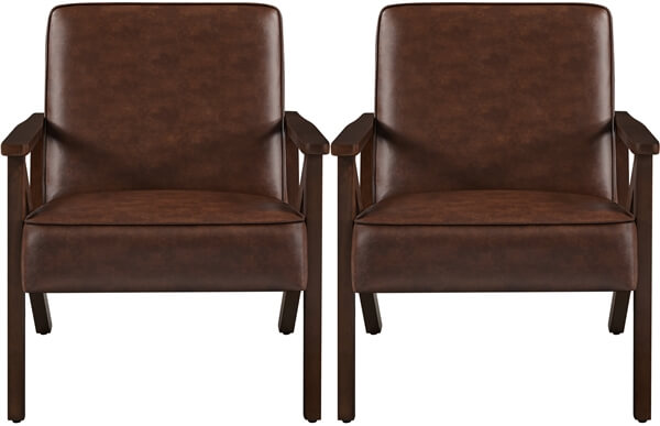 Yaheetech Faux Leather Armchair with Z-shaped Wood Legs - Image 2